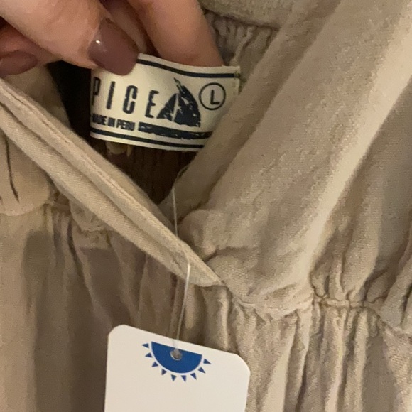 Seaspice Cotton Maxi Dress, Size L, Beige, NWT - Picture 7 of 9